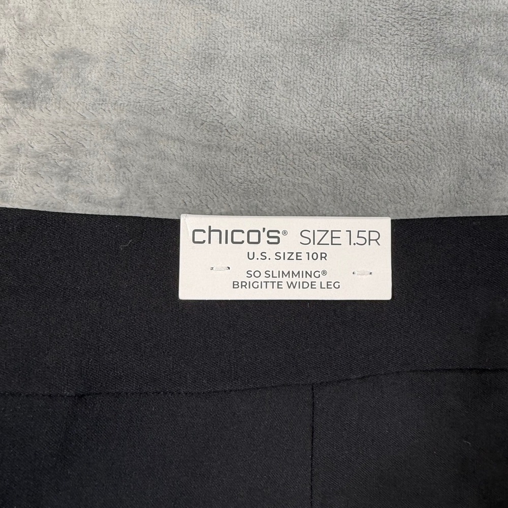 New Chico's So Slimming Brigitte Wide Leg Pants Womens 1.5R Black Eyelet Cutout - Picture 5 of 8